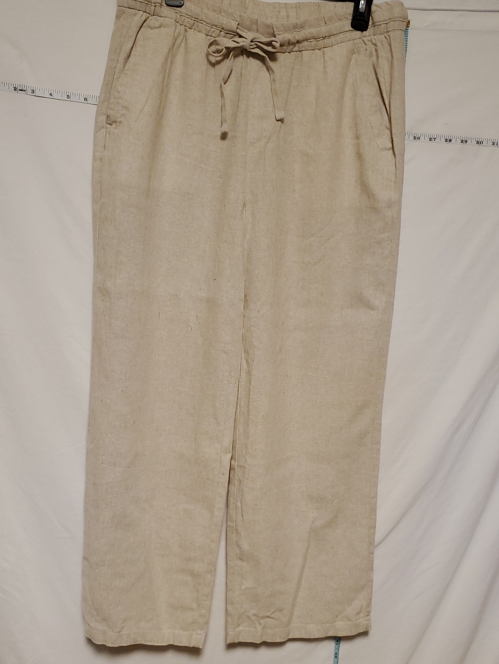 Old Navy Women's Drawstring Linen Blend Pull On Straight Leg Pants Med Lagenlook